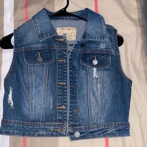Jean jacket cropped vest